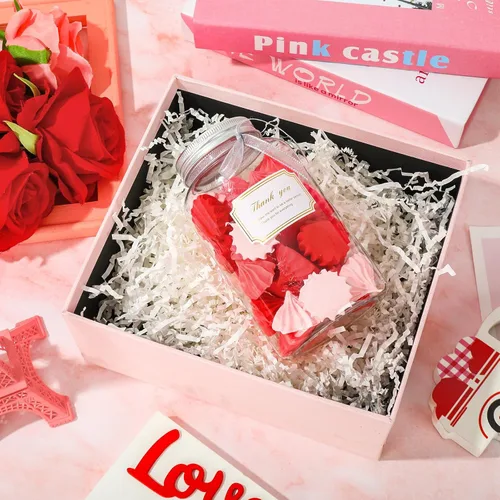 Vista 6 de JarThenaAMCS 10.6 onzas de papel de corte arrugado para el día de San Valentín, relleno de cajas rojas, blancas y rosas, papel de relleno de 3