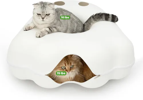 Vista 20 de Cattasaurus Peekaboo - Cueva para gatos, extra espaciosa para múltiples y grandes gatos de más de 12 libras, camas desmontables para gatos