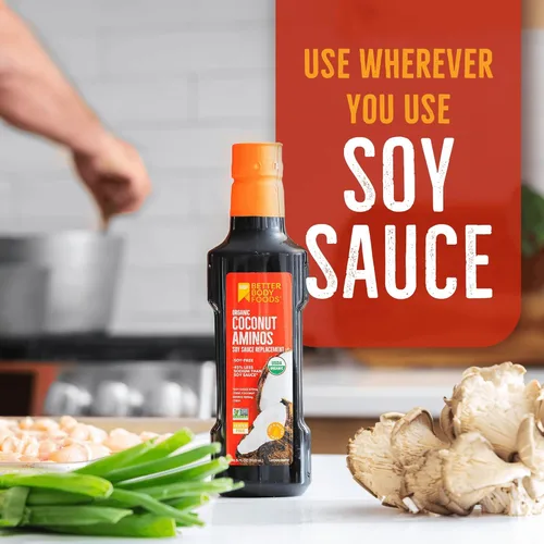 Vista 3 de BetterBody Foods Aminos de coco orgánicos, alternativa a la salsa de soja, sin gluten, sin soja, sin OMG, 16.9 onzas