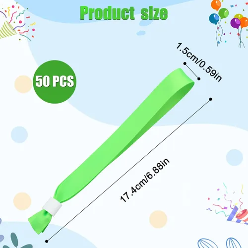 Vista 2 de 50 pulseras de tela para eventos, pulseras de entrada desechables para fiestas, sin logotipo, pulseras de admisión para eventos, pulseras adecuadas