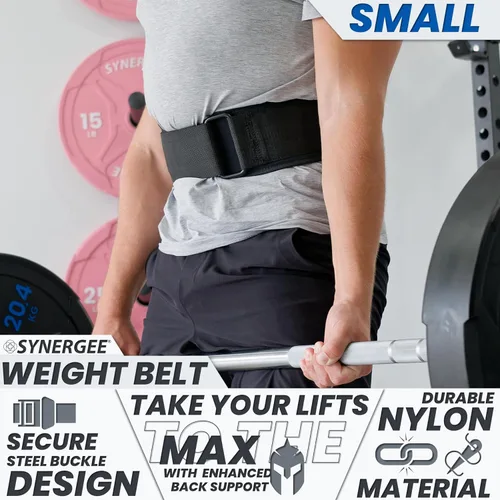 Vista 2 de Synergee Weightlifting Belt 5” Padded Support for Squats Deadlifts Powerlifting & Cross Training Adjustable Gym Belt for Men & Women