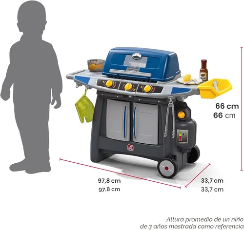 Vista 7 de Step2 Sizzle & Smoke Juego de Parrilla BBQ, juego interactivo para interiores y exteriores con sonidos y efectos, niños pequeños a partir de 3 años