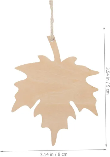 Vista 2 de 21 piezas de adornos de madera de hoja de arce, recortes de madera de Acción de Gracias, sin terminar, hojas colgantes en blanco, rebanadas