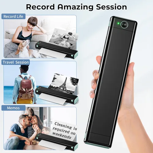 Vista 4 de Impresoras portátiles inalámbricas para viajes, impresora térmica Bluetooth M08F, impresora portátil compacta sin tinta compatible con teléfono