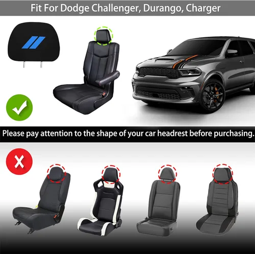 Vista 6 de YOSRTER Fundas para reposacabezas para Dodge Charger Challenger Durango, accesorios de tela negra suave, ajuste universal para todos los modelos