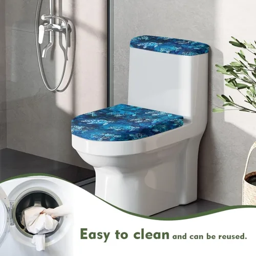 Vista 36 de Flashideas Juego de cubierta para tanque y tapa de inodoro con estampados de patas de perro coloridas - Elástico, se adapta a la mayoría de tanques