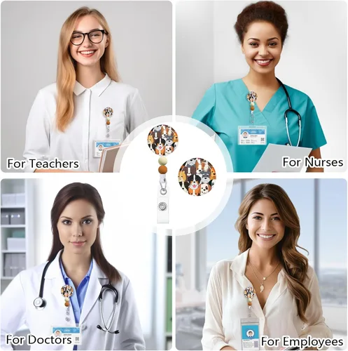 Vista 3 de Carretes retráctiles para perros y cachorros, con cuentas de silicona, resistente identificación con nombre, clips de identificación