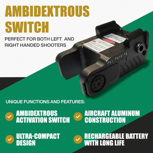 Vista 4 de Ade Advanced Optics HG54R - Luz láser recargable para pistola, mira LED roja con combo estroboscópico para pistola, compatible con Springfield