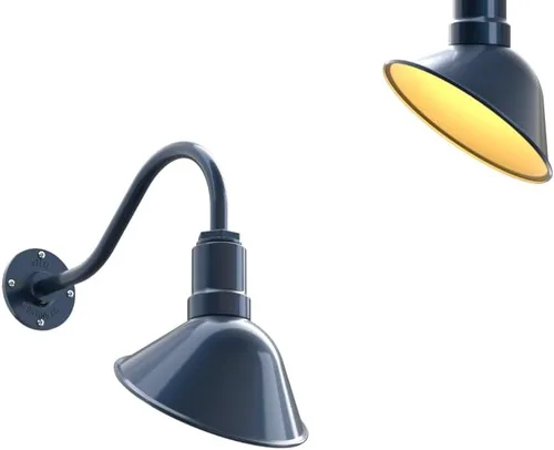 Vista 29 de Steel Lighting Co. Luz de Letrero de Tienda Venice para Pared de Acento de Restaurante Exterior Cúpula de 9 pulgadas Brazo Recto de 6 pulgadas