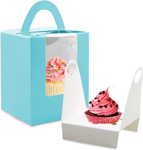 Vista 12 de Cajas para magdalenas, 30 cajas individuales para cupcakes, recipientes individuales para magdalenas, soportes para cupcakes, contenedores