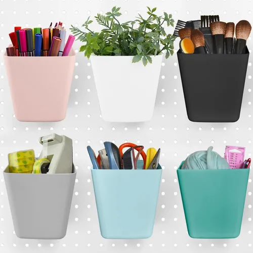 Vista 12 de G.CORE Grandes contenedores para tablero de clavijas, paquete de 6 con ganchos, forma de caja cuadrada, accesorios para portaclavijas de tablero