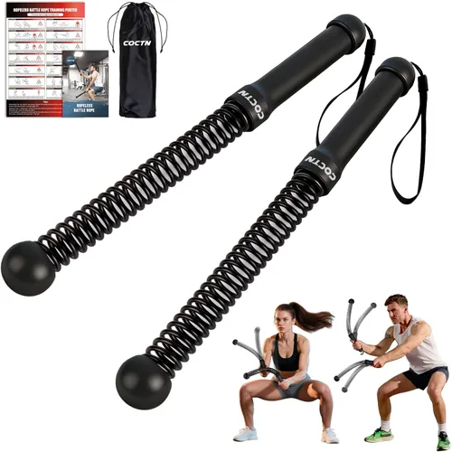 Cuerdas de batalla sin cuerda pesadas, cuerdas de batalla inalámbricas portátiles resistentes para gimnasio en casa con póster, cuerda de ejercicio