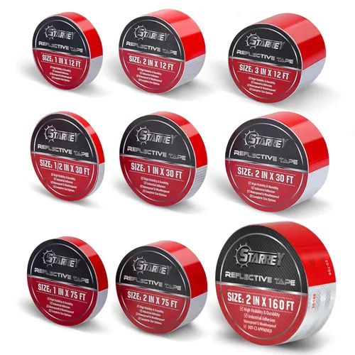 Vista 7 de STARREY DOT-C2 - Cinta reflectante de 2 pulgadas x 160 pies, color rojo y blanco, impermeable, cinta autoadhesiva para remolques, vehículos, barcos