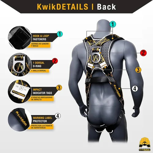 Vista 4 de KwikSafety - TORNADO DiamondBACK Full Body Harness [1 D-RING] Premium Safety Harness Fall Protection Kit ANSI OSHA