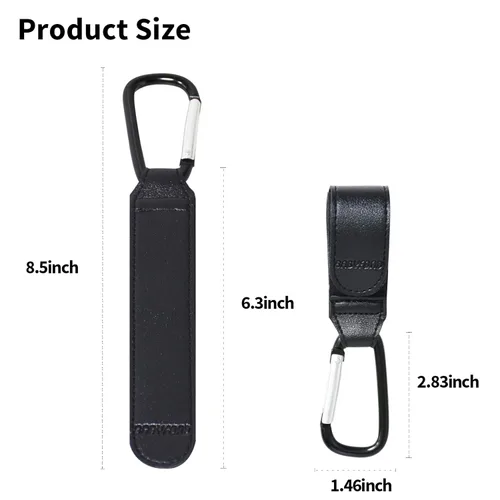 Vista 7 de Ganchos para colgar cochecito, 2 correas de clip de cuero duraderas estilo cochecito, ganchos para cochecito de bebé para bolsas de pañales, bolsas