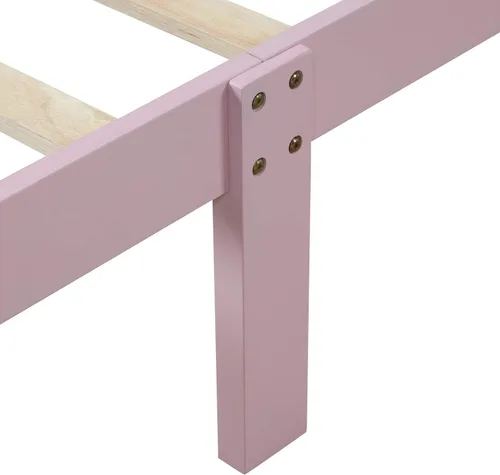 Vista 8 de Anwick Base de cama de plataforma de madera de tamaño individual para niños, base de colchón con cabecera y soporte de listones de madera para niñas