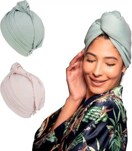 Vista 7 de Envoltura de Secado para Cabello, Sin Frizz, Suave, Ligera y Flexible, Turbante de Secado de Cabello, Envoltura de Toalla de Secado Suave con Botón