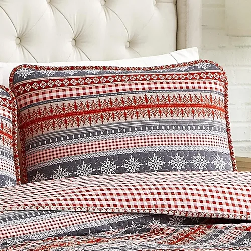 Vista 5 de Southshore Fine Living, Inc., Juego de ropa de cama suave de 3 piezas de Navidad con fundas acolchadas estilo granja, acogedora cabaña, tamaño King