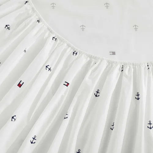 Vista 4 de Tommy Hilfiger - Sábanas para cama individual, ropa de cama de percal de algodón crujiente y fresca con funda de almohada a juego, juego de cama