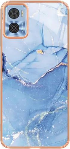 Vista 2 de Funda para teléfono Moto E22 4G, funda E22i, TPU suave + patrón de mármol IMD diseño delgado mejorado para cámara y protección de pantalla