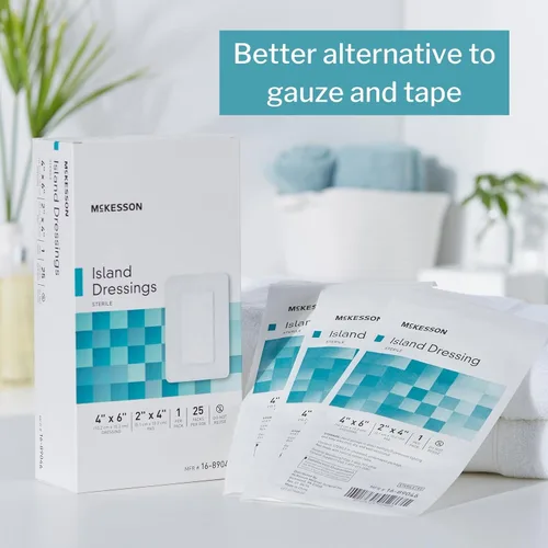 Vista 4 de McKesson Aderezo para islas, estéril, polipropileno/rayón, 4 x 6 pulgadas, 25 unidades, 4 paquetes, 100 en total