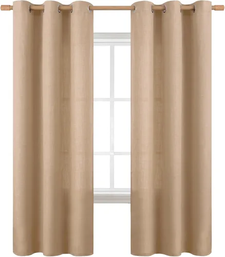 Vista 90 de BGment Cortinas de 45 pulgadas de largo, juego de 2 paneles para dormitorio, con ojales, aspecto de lino grueso, arpillera texturizada, filtrado