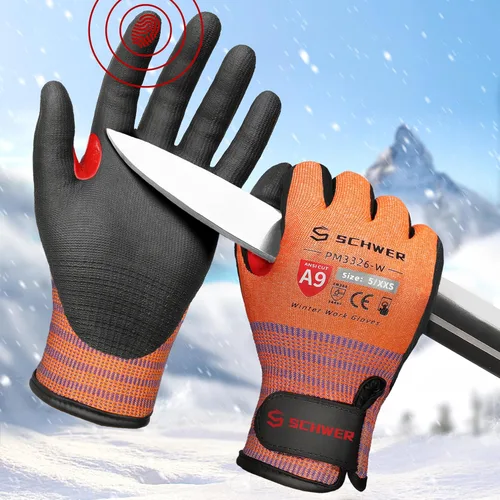 Guantes de trabajo de invierno Schwer FreezeGuard-X para hombres y mujeres, guantes resistentes a cortes ANSI A9 para protección extrema, guante de