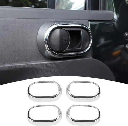 Vista 9 de JeCar Cubierta de mango de puerta interior y juego de ajustes para Jeep Wrangler JK Unlimited de 4 puertas 2007-2010, accesorios interiores de fibra