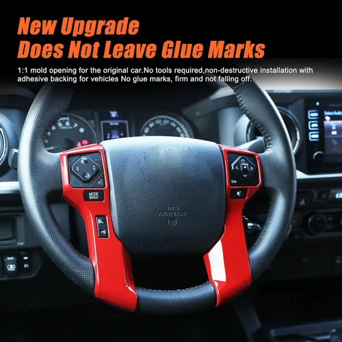 Vista 6 de Calcomanías para volante de coche, ABS, accesorios para Toyota Tacoma 2014-2020 Tundra 4Runner 2010-2019 4Runner 4WD N280 2014-2019