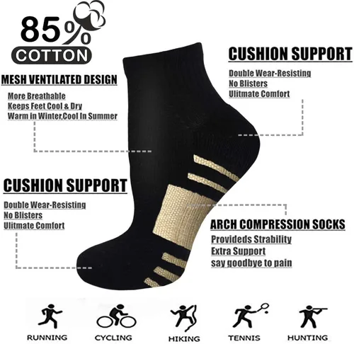 Vista 4 de Iseasoo Copper Compression Socks for Men & Women Circulation-Ankle Plantar Fasciitis Socks Support for Athletic Running