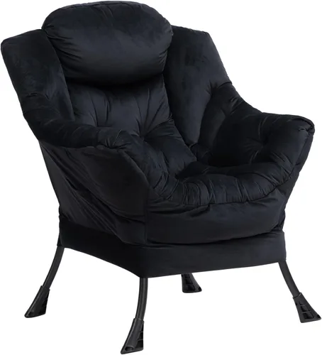 Vista 10 de HollyHOME - Silla perezosa con otomano plegable, sillón de ocio acentuado y cómodo, taburete plegable con reposapiés, sofá de ocio y silla