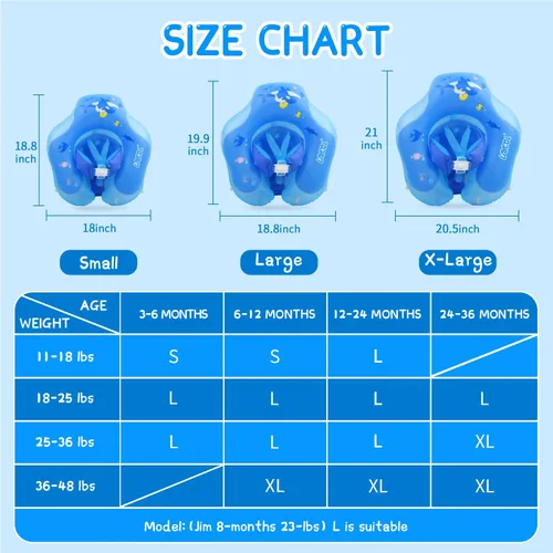 Vista 4 de Baby Pool Float with Canopy UPF50+ Sun Protection, no flip Over Inflatable Baby Float for Baby 3-36 Months, Skin Protect Toddler floaties for Boys