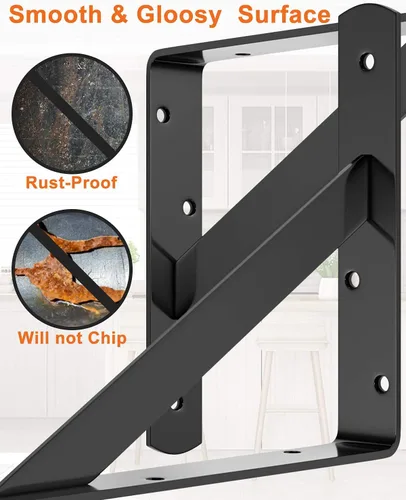 Vista 5 de LuckIn Soporte de estante resistente de 12 pulgadas, soportes de estante de pared, soporte de 90 grados, carga máxima de 250 libras, accesorios