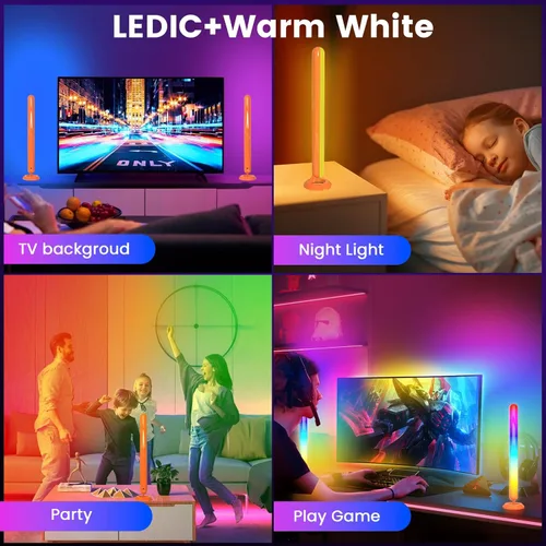 Vista 5 de Barras de luz LED inteligentes, retroiluminación Borllyem LEDIC+WW para TV con cuentas de luz dobles, control de aplicación, control remoto RF
