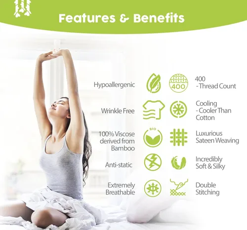 Vista 6 de BAMPURE Juego de sábanas de bambú 100% orgánico certificado de 6 piezas, con bolsillo profundo de hasta 16", 1 sábana encimera, 1 sábana bajera, 4
