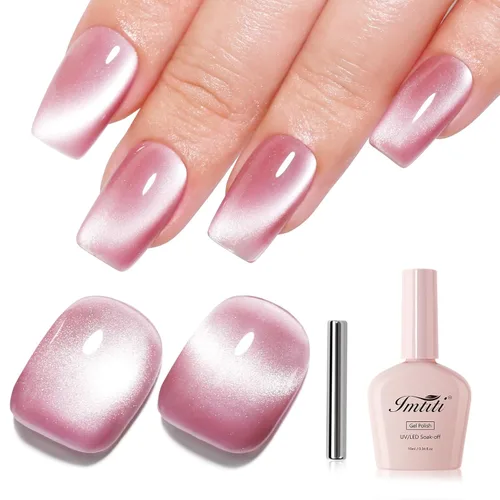 Vista 9 de Imtiti Esmalte de uñas de gel rosa gelatina de 0.3 fl oz, de larga duración, secado con luz UV LED rosa bebé, esmalte de gel para salón de belleza