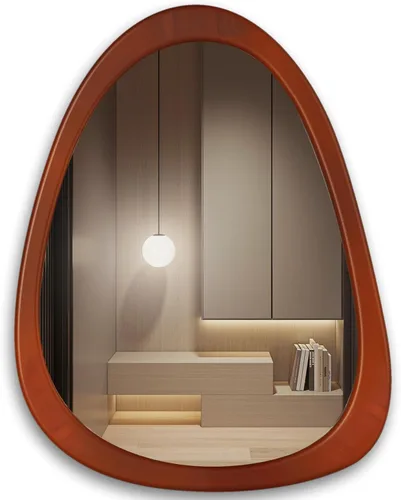 Vista 20 de Espejo de pared irregular de 15 x 12 pulgadas, espejo con marco de madera negra, espejo de pared asimétrico para sala de estar, dormitorio, baño
