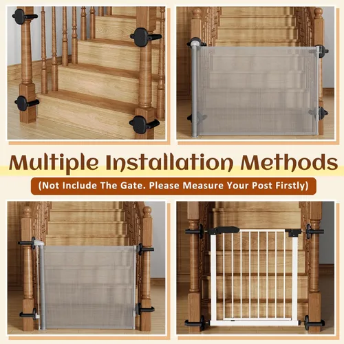 Vista 3 de Adaptador de barandilla para puerta de bebé: kit de 2 piezas para puerta de escalera de bebé, kit de montaje para postes de escalera para bebés