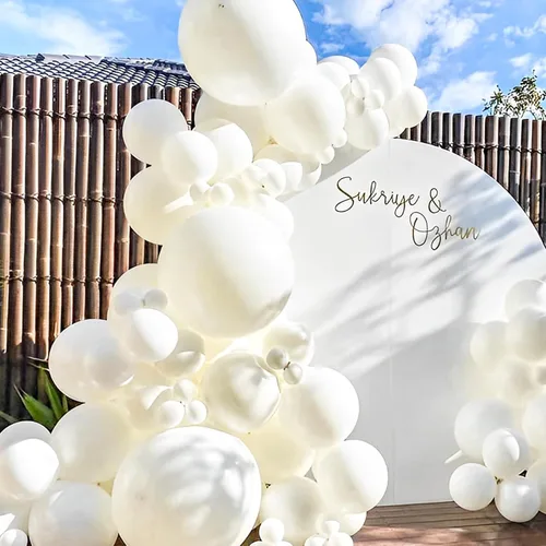 Vista 8 de JOYYPOP Globos blancos, 130 unidades, kit de guirnalda de globos blancos, diferentes tamaños, 5, 10, 12, 18 pulgadas, globos blancos para boda