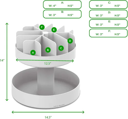 Vista 4 de Mind Reader Organizador y tabla giratoria de 2 niveles para barras de granola y bocadillos, para casa, oficina, sala de descanso, con 11