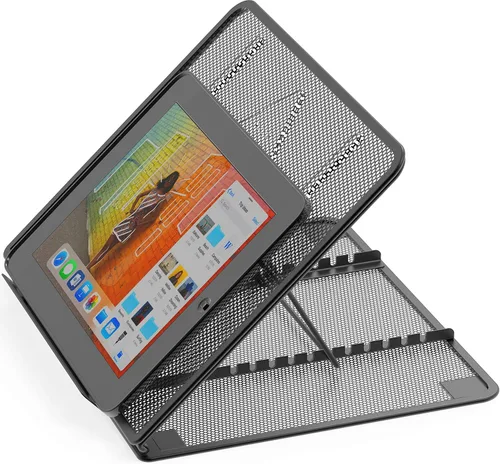 Vista 3 de SimpleHouseware - Soporte para portátil, diseño de malla con ventilación, ajustable, color negro