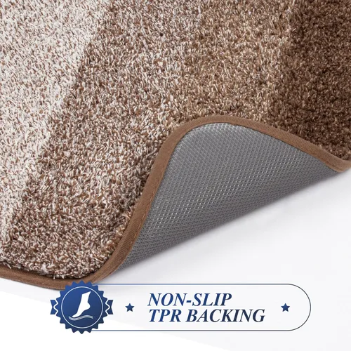 Vista 4 de Walensee - Tapete de baño antideslizante, absorbe el agua, de microfibra suave, peluda, lavable a máquina, para regadera, 20 x 32 pulgadas, marrón
