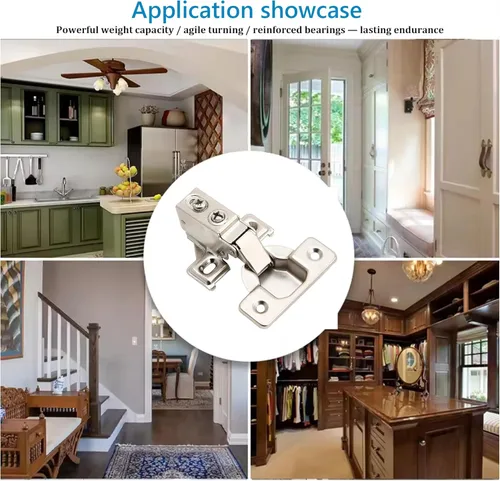 Vista 6 de Silverline Paquete de 2 bisagras de gabinete de cocina de 1/2 pulgada de cierre suave, bisagras de puerta de marco de cara oculta de níquel