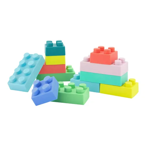 Infantino Bloques de construcción súper suaves, fáciles de sostener para bebés y niños pequeños, sin BPA, multicolor, juego de 12 piezas
