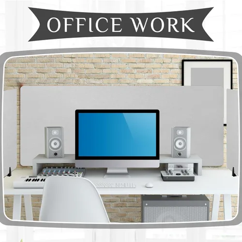 Vista 6 de Jetec Divisor de escritorio con abrazadera para escritorio acústico de oficina, panel de privacidad, divisores a prueba de sonido, cubículo