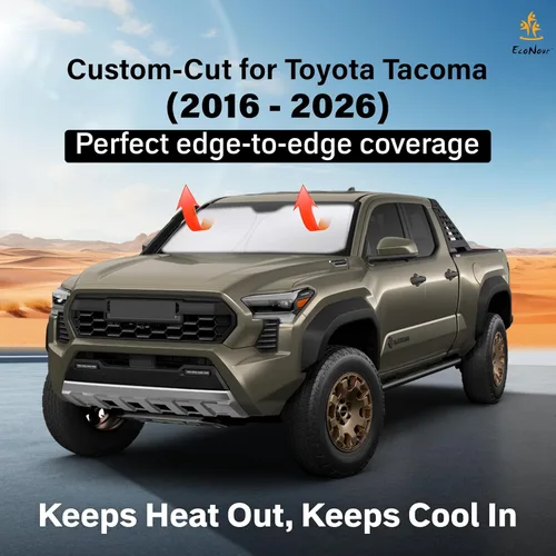 Vista 2 de EcoNour - Parasol plegable para parabrisas de Toyota Tacoma 2016-2025 2026, accesorios para camioneta de 2 puertas y 4 puertas, protector de visera