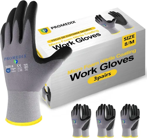 Vista 8 de PROMEDIX P Nitrile Coated Work Gloves,MicroFoam Safety Work Gloves Men,Seamless Knit Nylon&spandex Gloves with Grip