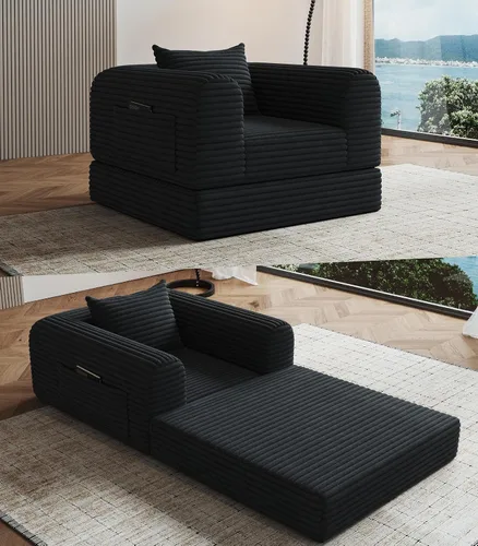 Vista 13 de Sillón versátil 2 en 1 sin hueso, tumbona para interiores, sillas convertibles, sofá cama, sofá cama plegable de gran tamaño, cómodo sofá futón