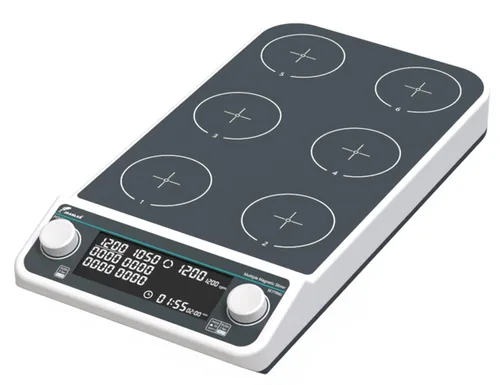 JOANLAB Agitador magnético de laboratorio 6 multiposición digital multi magnético agitador mezclador 6x500ml Multi agitador placa 50-1500rpm | con