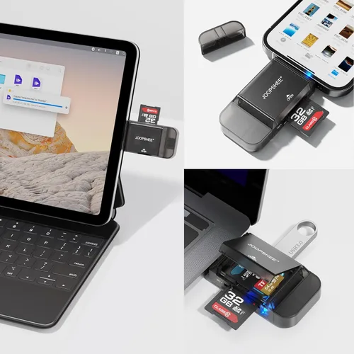 Vista 5 de JOOPSHEE Lector de tarjetas SD USB, ranuras dobles de alta velocidad USB 3.0 tipo C a adaptador de tarjeta micro SD para MicroSD SDHC SDXC